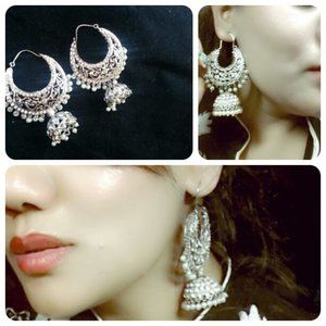 Beautiful Silver Indian Designer Jhumkas